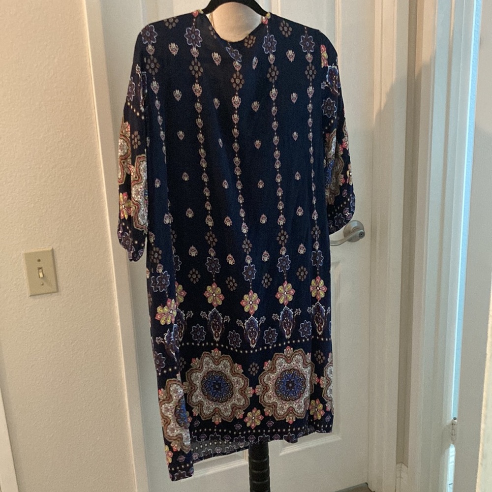 Boho dress XL NWOT Navy Floral Boho Dress 0021 - Picture 7 of 7